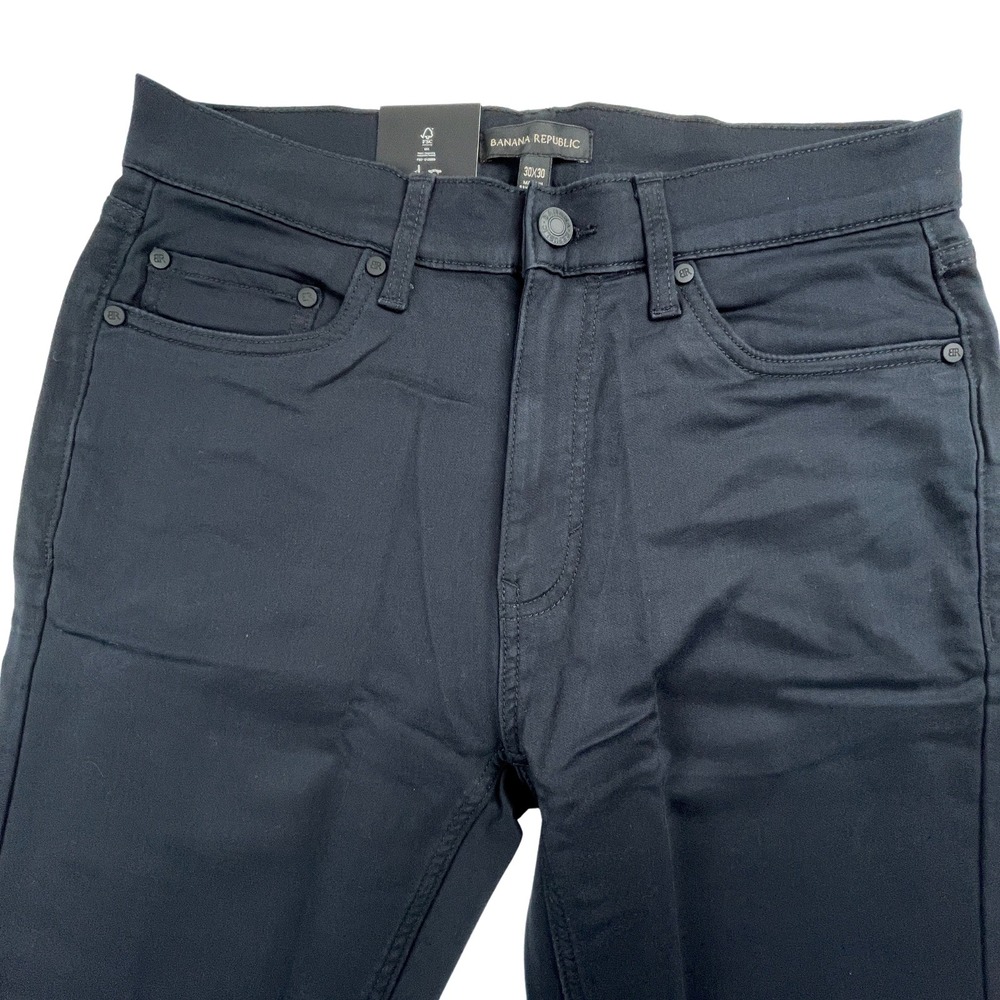 NWT‎ Banana Republic Mens 30x30 5 Pocket Flat Front Slim Fit Stretch Pant Black - Picture 3 of 10